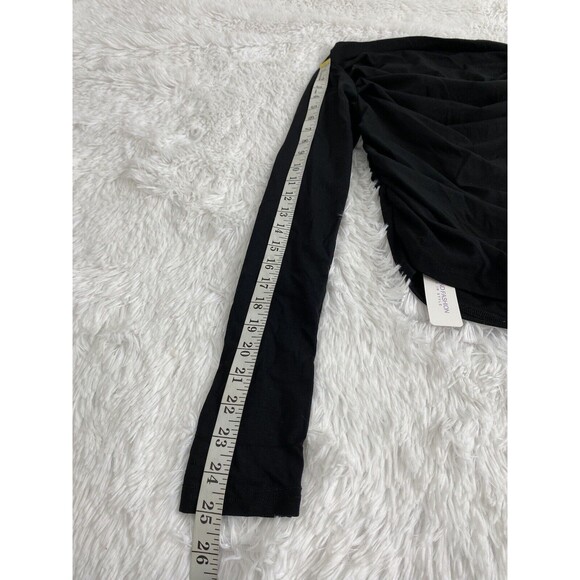 Darong Womens Long Sleeves Shirt Black Off The Shoulder Ruched Size M - Picture 5 of 10